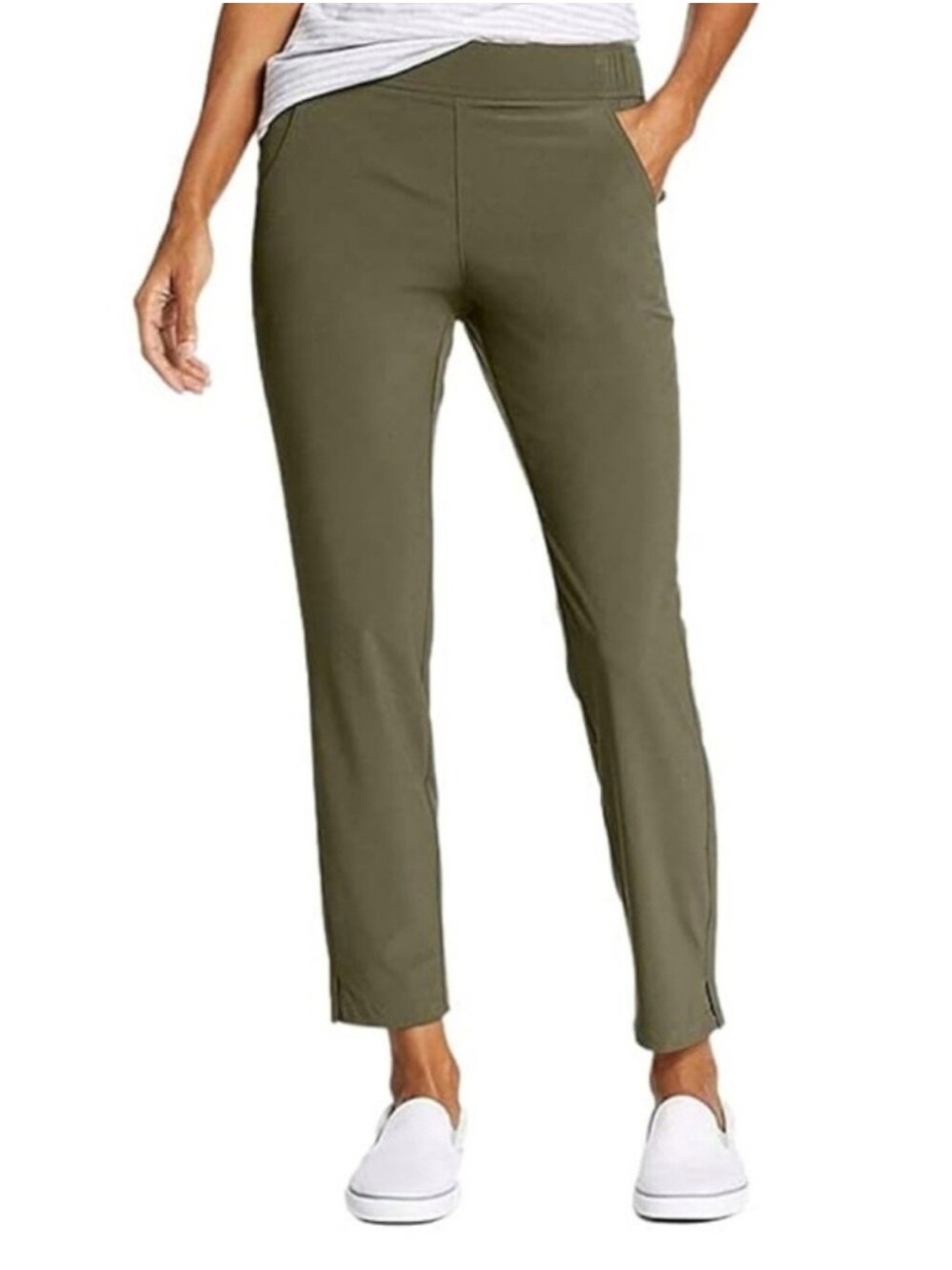 Eddie Bauer NWT Departure Ankle Pant Olive Green Lightweight Straight Leg Jogger